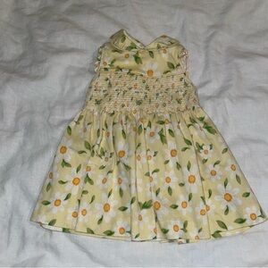Laura Ashley Vintage Smocked Floral Yellow Sundress Girls Easter Spring